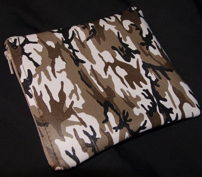 Desert Camo Print LEATHER Zip Wallet