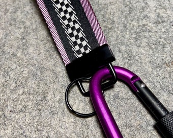 【BLACK PURPLE】Night County Row Keyring Lavender & Racing Checker Flag Key Wristlet W/carabiner - Etsy