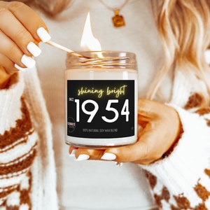 70th Bday Scented Candle, 70th Birthday Gift Grandma, 70th Bday Gift, Personalized 70th Birthday, 1954 Birthday Candle, Mom Birthday Gift