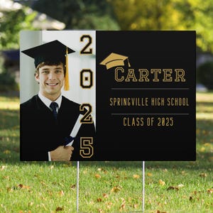 Graduation Yard Sign 2025, Custom 2025 Grad Sign, Graduation Yard Sign with Photo, Personalized Class of 2025 Yard Sign, Grad Party Sign