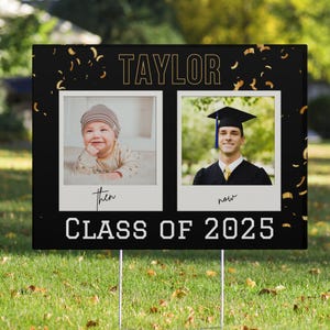 Graduation Yard Sign 2025, Custom 2025 Grad Sign, Graduation Yard Sign with Photo, Personalized Class of 2025 Yard Sign, Grad Party Sign