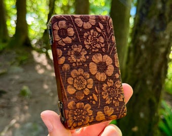 Wildflower Sapele Wood Stash Case with Bronze Hinges
