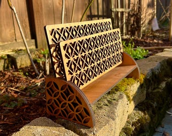 Wooden Desk Organizer: Laser-Cut Paper & Mail Holder