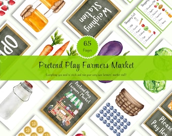 Farmers Market - Printable Pretend Play Set. Discover the benefits of dramatic play with our preschool printable Farmers Market Set.