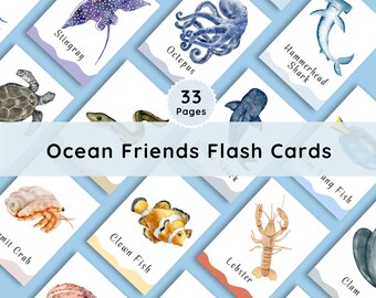Ocean Friends Flash Cards - Explore the Ocean with 33 Captivating 5x7 Flashcards for Children Ages 3-5