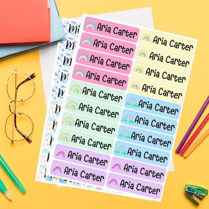 Personalized Pastel Name Labels For Kids. Water Proof Vinyl, Back to School Name Stickers Kids&#39; Clothing Tag, Water Bottle, Lunch Box