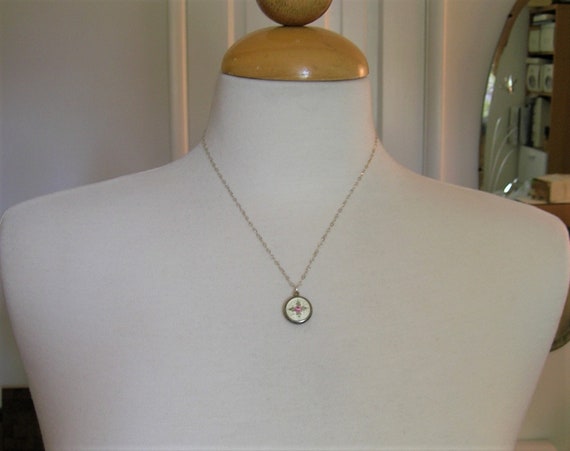 Vintage Child's Locket Necklace, La Mode Enamel L… - image 4