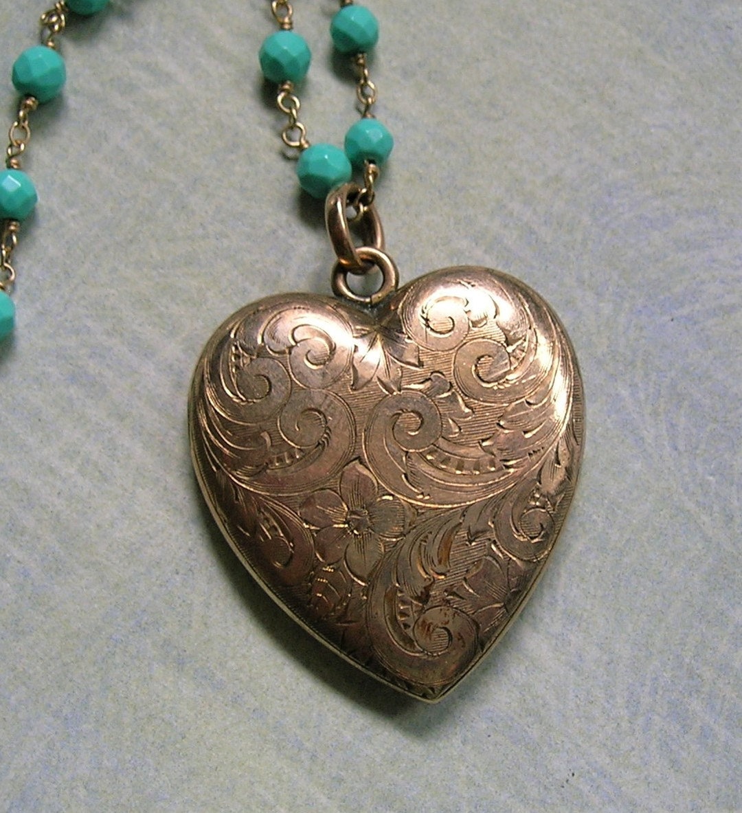 Vintage Heart Locket Pendant and Italian Sterling Silver Chain | eBay