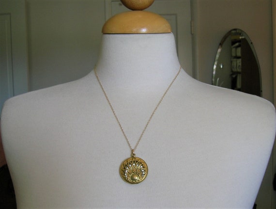 Antique Art Nouveau Gold Filled Locket Necklace, … - image 4