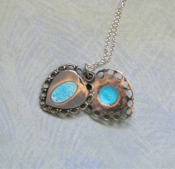 Vintage Sterling Sliding Religious Heart Pendant With… Gem