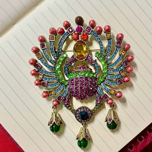 Scarab Pin Scarab brooch Magnificent large statement PIN Egyptian scarab  Large Brooch vintage style