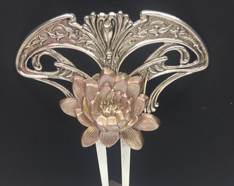 Rose hair comb Exotic Scroll Baroque hair accessories bridal hair ornaments Large Decorative Metal Hair Combs Silver Hair Combs Silver Roses