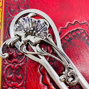Poppy Hair Comb Art Nouveau Style Silver Hair Comb Bridal Hair