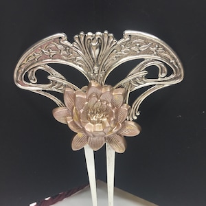 Rose hair comb Exotic Scroll Baroque hair accessories bridal hair ornaments Large Decorative Hair Combs Silver Hair Combs Silver Roses