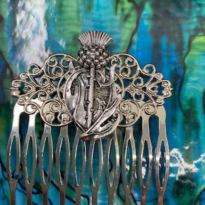 Scottish thistle hair comb decorative hair combs simple thistle combs small silver comb hair pick MyElegantThings