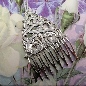 Celtic knot style Hair Comb Bridal Hair Accessories Decorative Combs Silver Decorative comb Scroll hair comb small elegant hair combs