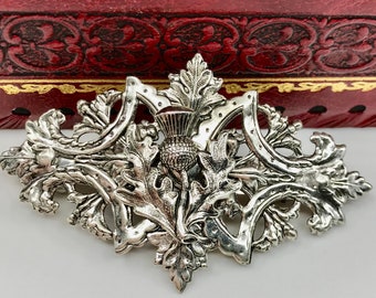 Scottish Thistle Hair Clip Wedding Hair clips Filigree Hair barrettes Bridal hair barrettes Baroque silver Bridesmaids gifts