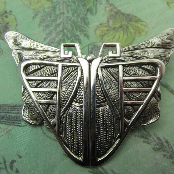 Scarab Pin Art Deco butterfly brooch Silver large statement piece Egyptian scarab MyElegantThings