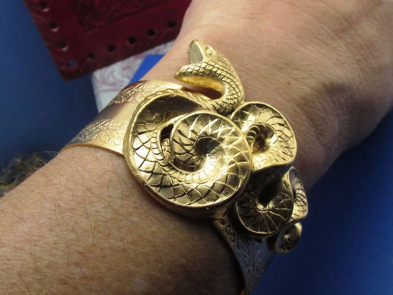 Snake Bracelet Egyptian Revival Serpent Cuff Snakes Bracelet Etsy