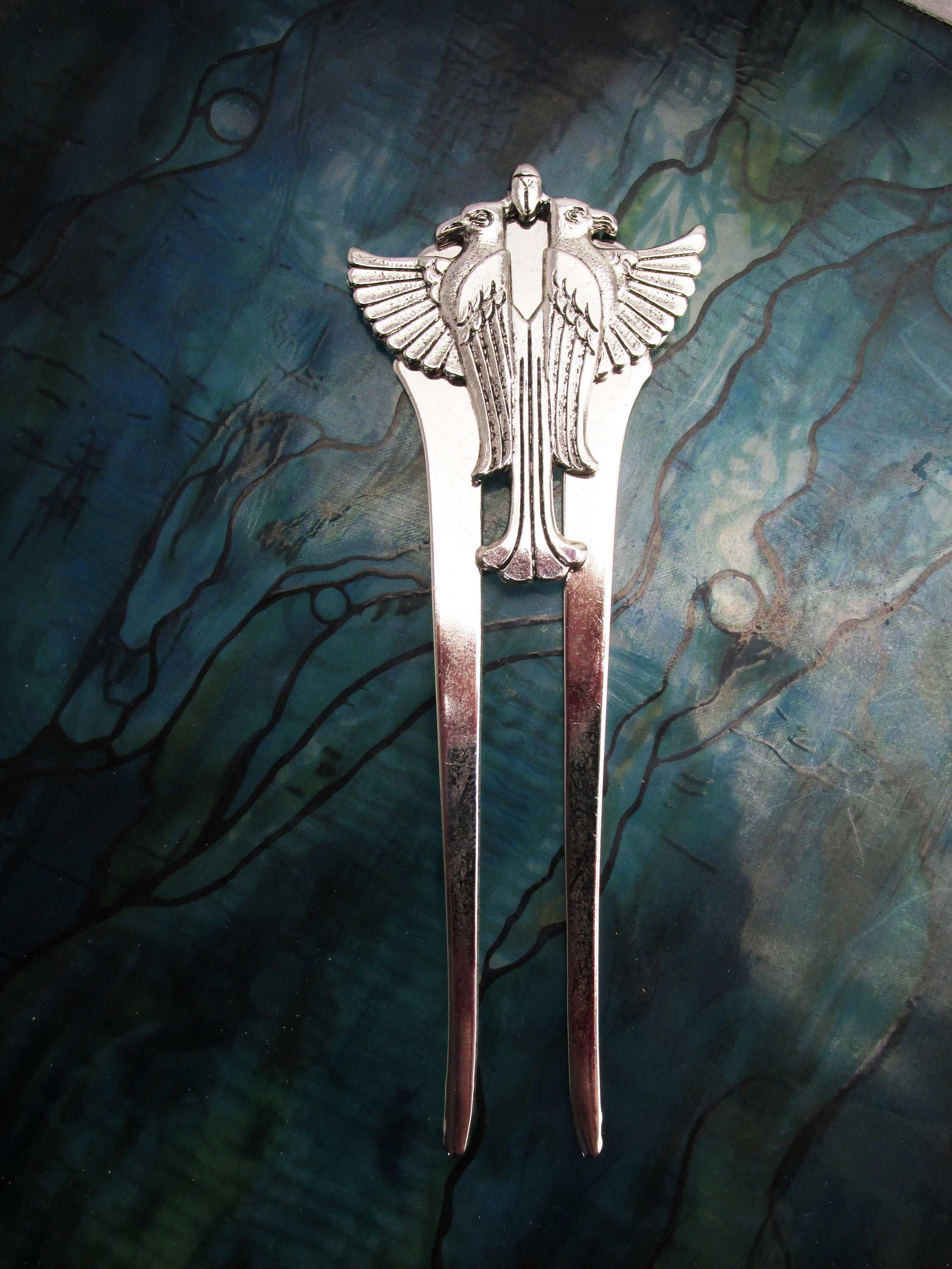 Egyptian Hair comb Egyptian double headed bird Silver hair Etsy