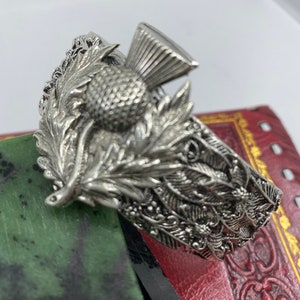 Scottish thistle Cuff Bridal Thistle Silver Cuff Bracelet feathers intricate detail Top Selling Shops Top Seller My ElegantThings