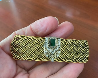 Art Deco Hair Clip Celtic knot gold tone simple Art Deco style Hair Accessories Thick Hair French Barrette
