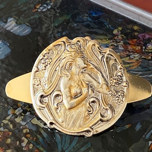 Art Deco Hair Clips Art Nouveau Lady in the Garden Silver barrette Vintage Style Silver Hair Clips Bold and gorgeous MyElegantThings