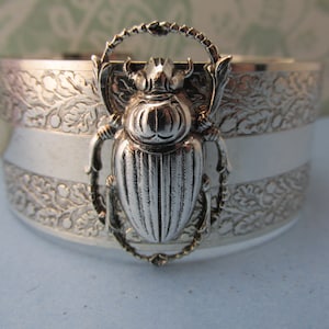 Scarab Cuff bracelet silver Egyptian revival jewelry Scarab jewelry MyElegantThings Cuff bracelets