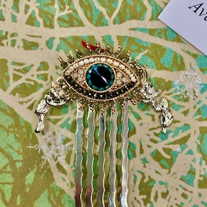Evil Eye Hair Comb, Beaded Decorative Hair Accessory