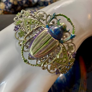 Scarab Cuff Egyptian Revival Scarab Bracelet Unisex silver Big Bold Cuff Gorgeous large Cuff MyElegantThings