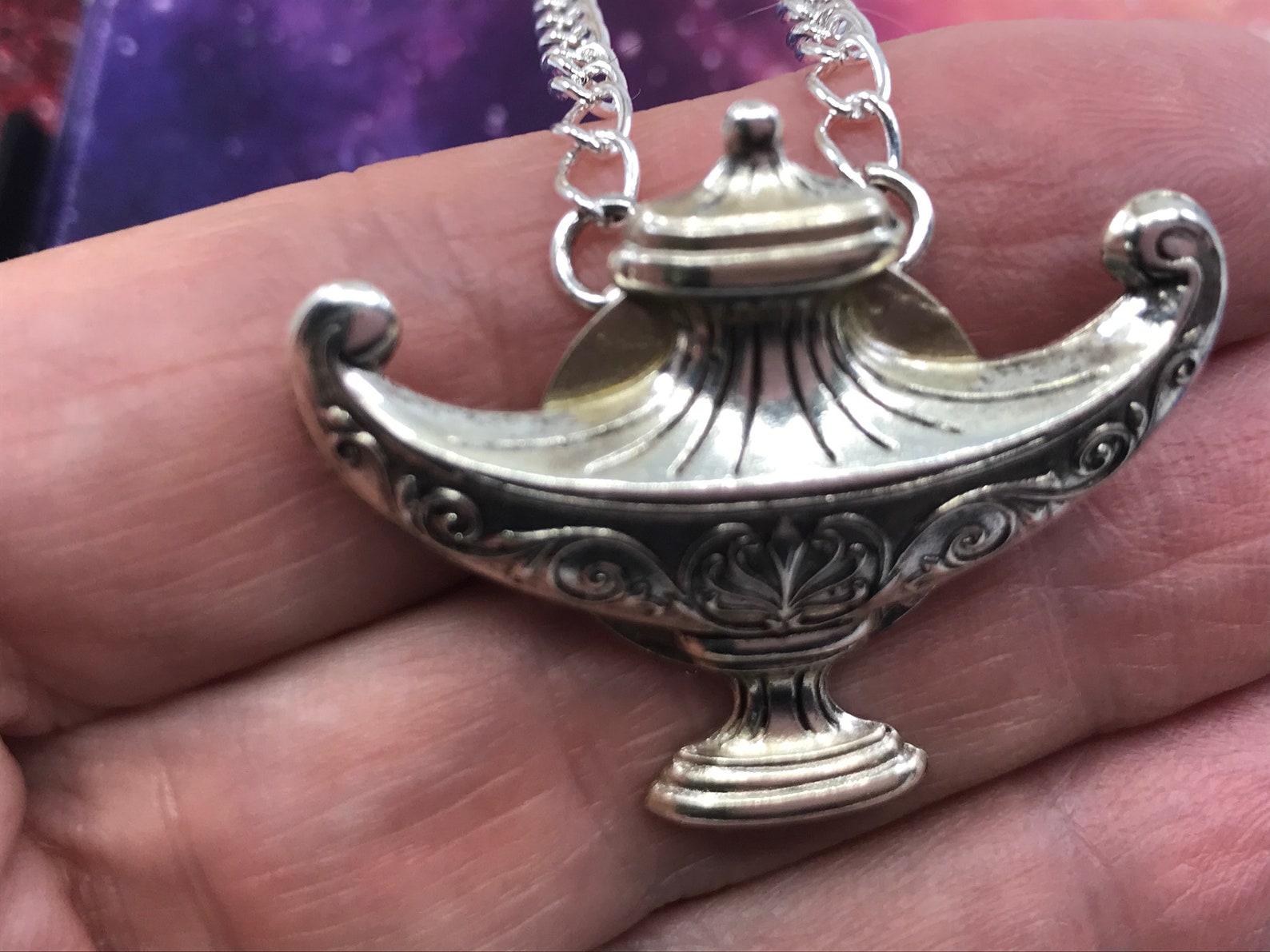 Aladdin Lamp Necklace Vintage Necklace Lucky Statement Piece Etsy UK