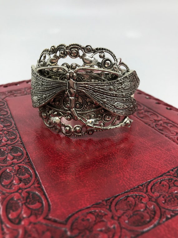 Dragonfly cuff bracelet silver Gorgeous Filigree a