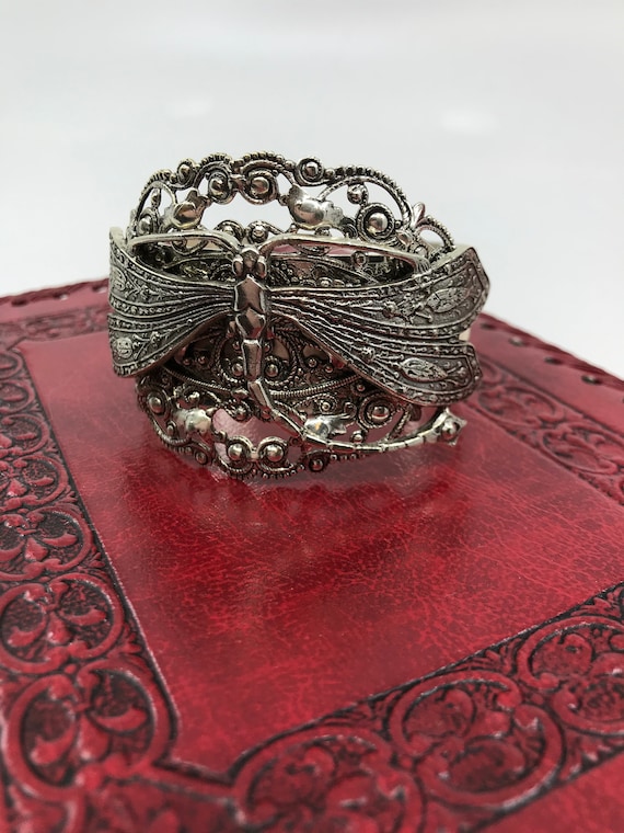 Dragonfly cuff bracelet silver Gorgeous Filigree a