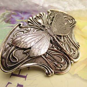 Dragonfly barrette Art Deco style hair clip Silver Gorgeous dragonflys Bridal Hair barrette Art Nouveau by MyElegantThings