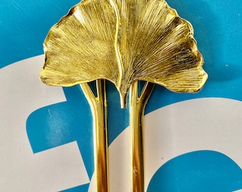 Gingko Hair comb Art Nouveau style Gold hair Fork Bridal Hair Accessories Decorative Hair Pick Gingko leaf MyElegantThings