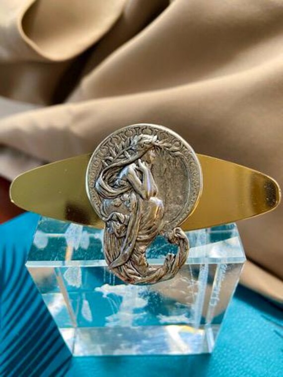 Vintage Silver mermaid barrette Sterling Silver Mermaid Barrette Art Nouveau Unger Bros  main image 4