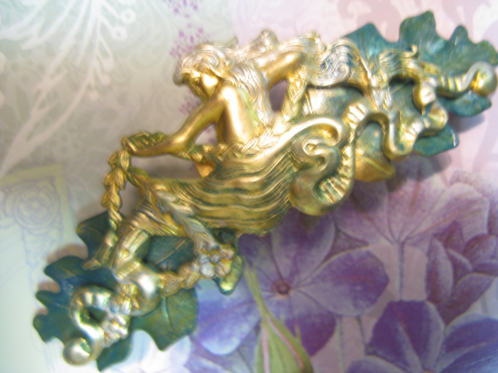 Art Nouveau Hair Clip Beautiful Woman Thick French Barrettes Etsy