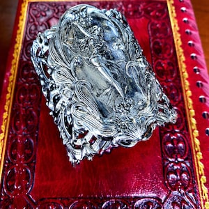 Art Nouveau Lady Bracelet Silver Cuff Bracelet Gorgeous Wide Cuff
