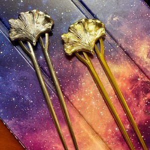 Gingko Hair comb Art Nouveau style Gold hair Fork Bridal Hair Accessories Decorative Hair Pick Gingko leaf Silver or Gold MyElegantThings