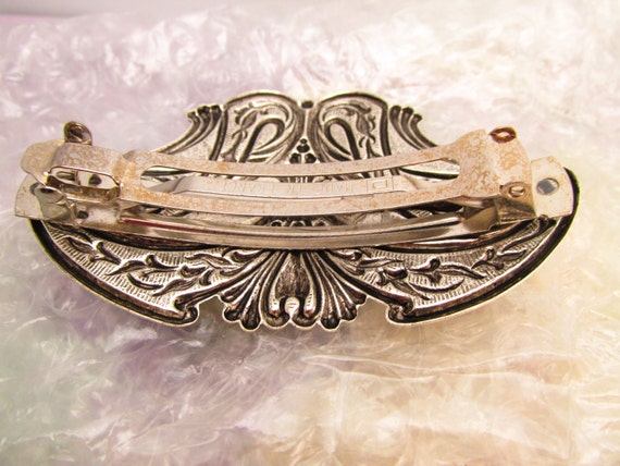 Dragonfly barrette Art Deco style hair clip Silve… - image 3