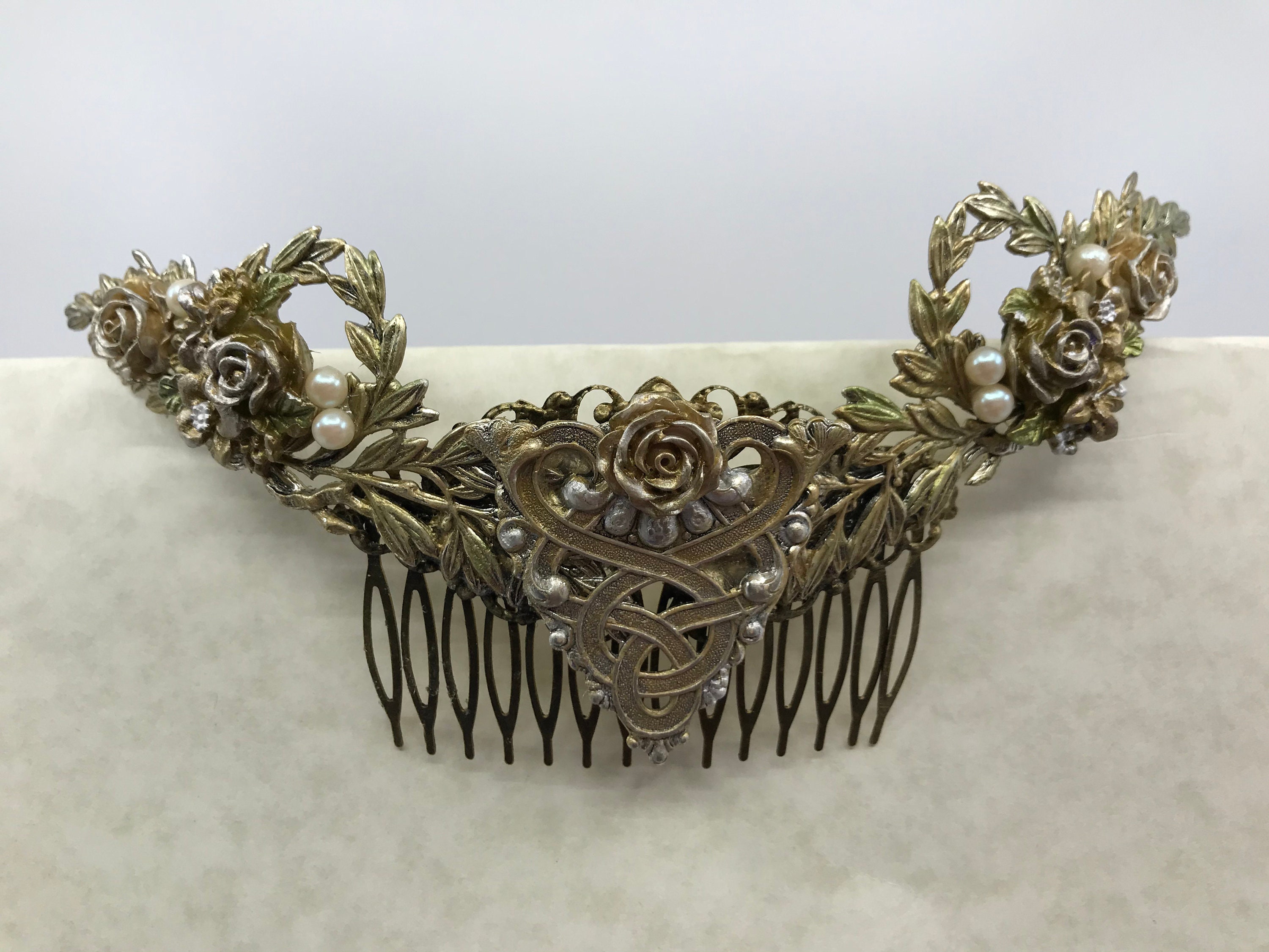 Large Celtic Knot Filigree Hair comb Bridal hair Combs SILVER Etsy