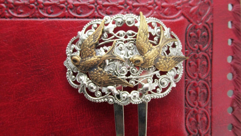 Blue Birds Hair Comb Birds in Flight Hair comb silver hair combs Bridal Hair Accessories Silver Decorative comb MyElegantThings