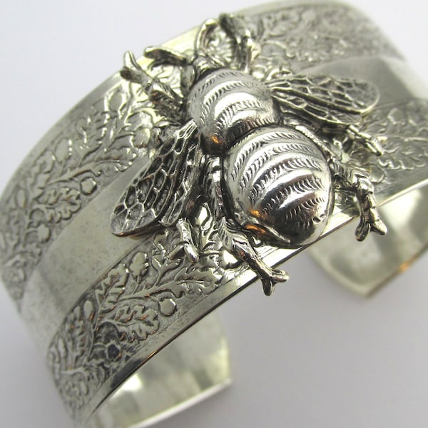 Bee Cuff bracelet silver bee cuff Gorgeous Mason bee cuff jewelry by MyElegantThings Made in USA also available in gold plated.