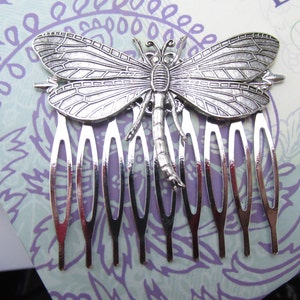 Silver Dragonfly Hair Comb Woodland Wedding Vintage Hair combs Bridal Hair Accessories Decorative Combs Rustic woodland Bridal