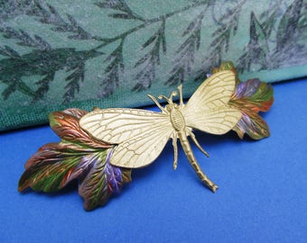 Leaf and Dragonfly Hair Clip  Bridal hair accessories Dragonfly hair clip Hand Made MyElegantThings        r clip