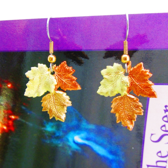 Maple Leaf Dangle Earrings, Autumn leaves Jewelry - image 2