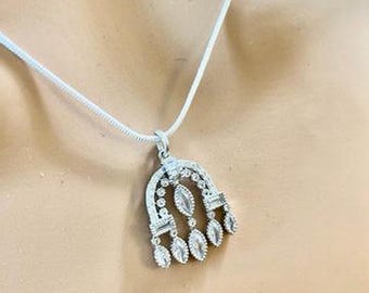 Collar de plata 925 estilo Art Déco con cristales Swarovski vintage francés