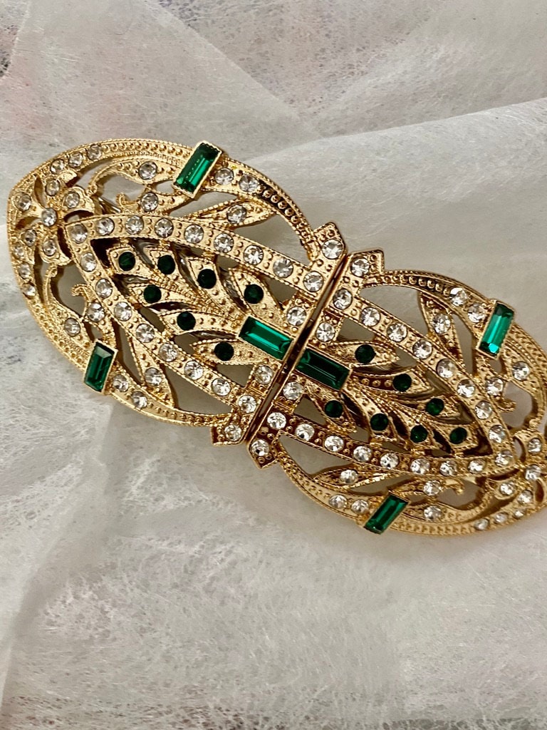 Emerald Hair Clip Silver Etsy