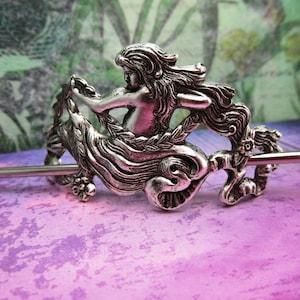 Hair Stick Art Nouveau Style woman Wedding hair accessories pony tail holder silver hair sticks hair ornaments MyElegantThings
