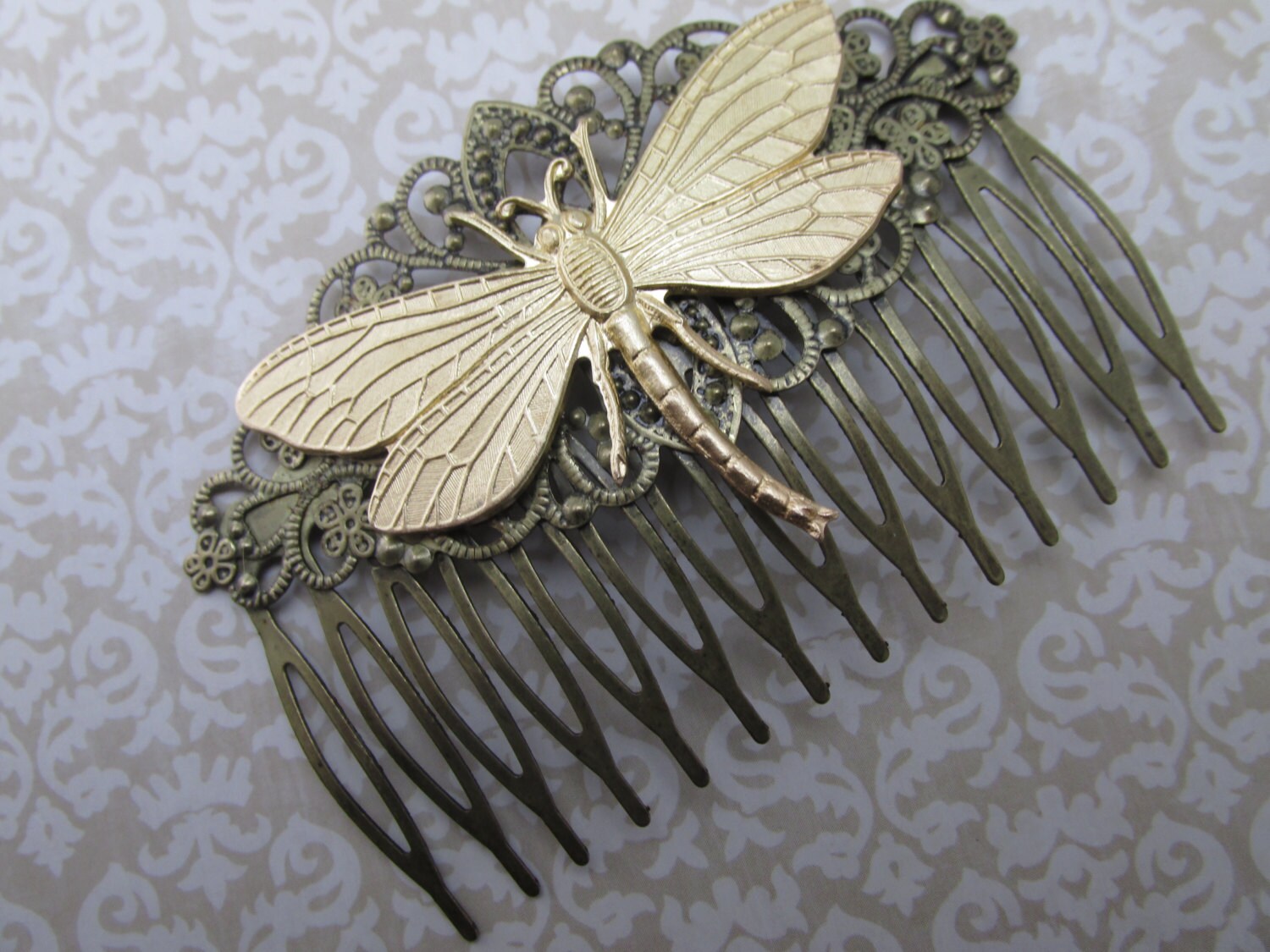 Dragonfly Hair Comb Woodland Wedding Vintage Hair combs Bridal Etsy